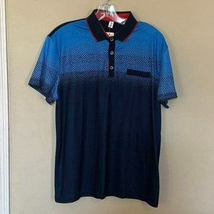 Order Plus Men's Polo in Blue Print with Red Trim Size Large NWT